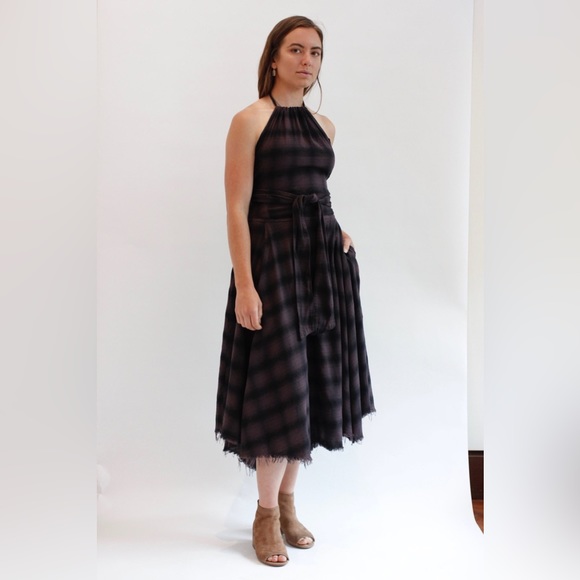 NSF Malia Cotton Dress Cream Colored Backless Halter Dress - Picture 9 of 9